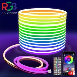 LED au néon flexible avec plusieurs modes, lumières RVB extérieures, contrôle d'application, télécommande, IP65